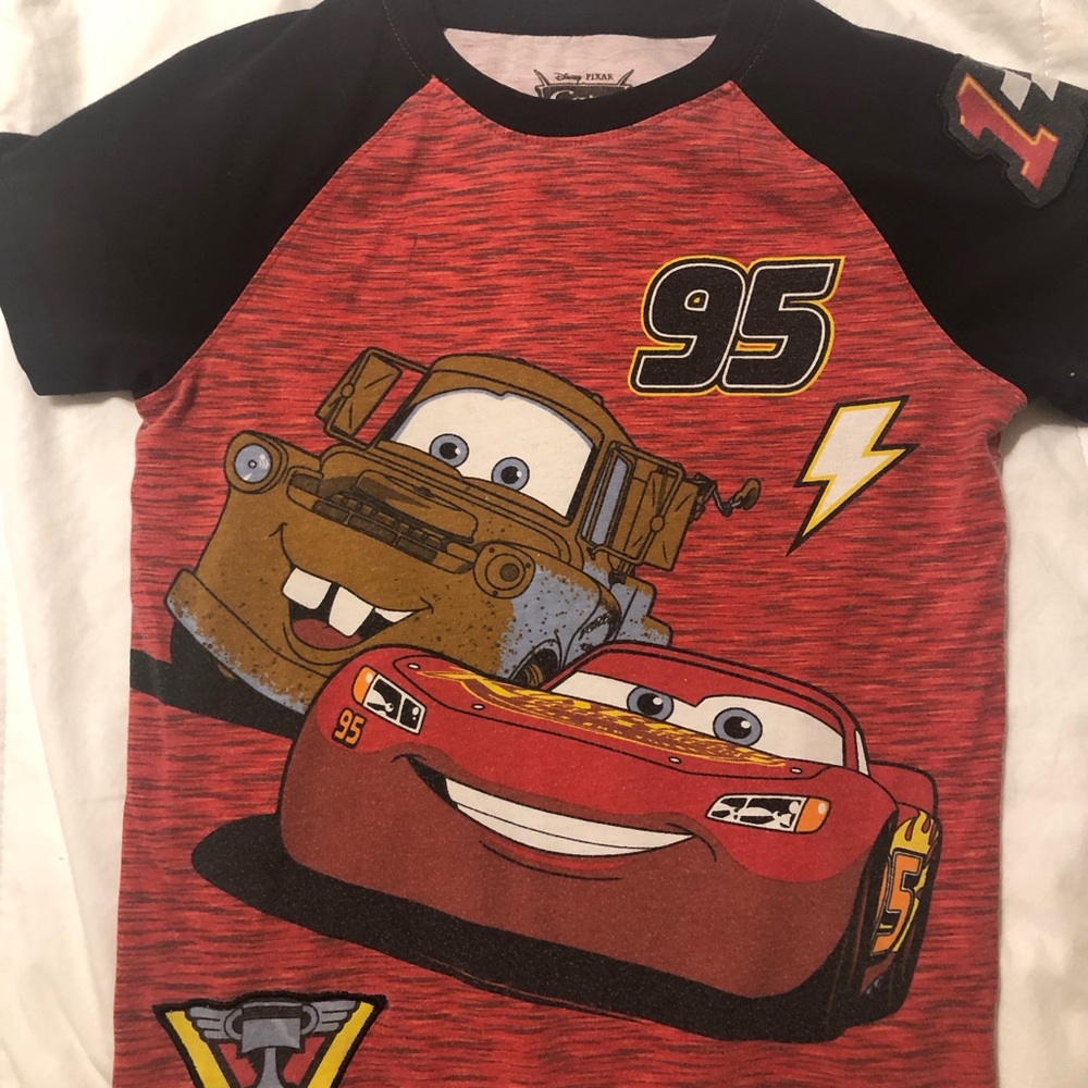 Disney Red & Black Lightning McQueen and Mater Raglan Tee